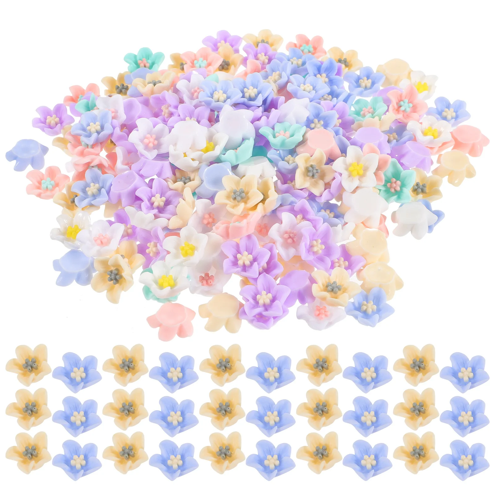 200 個樹脂フラワーチャームユニークな繊細なデザイン Diy 電話ケース装飾手作りクラフトアクセサリー小さな花