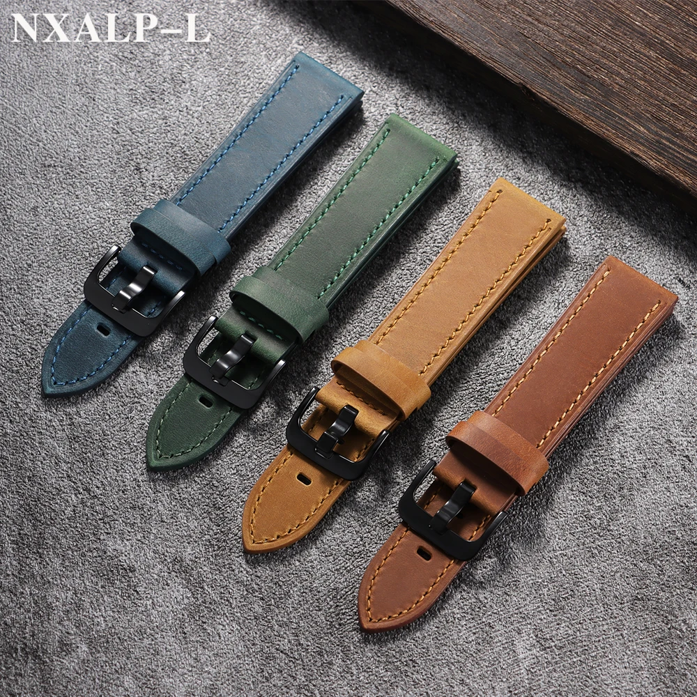 جلد طبيعي حزام (استيك) ساعة 20 مللي متر 22 مللي متر ل Seiko ل أوميغا Smartwatch معصمه 18 مللي متر 24 مللي متر جلد البقر حزام ساعة اليد سوار الأعمال #3