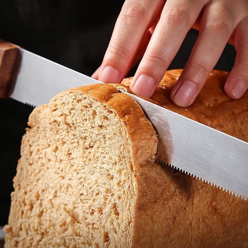 

10 Inch Coarse tooth Best Serrated Bread Knife Cake Cutting Long Baguette Cutter Stainless Steel Loaf Slicer/Slicing