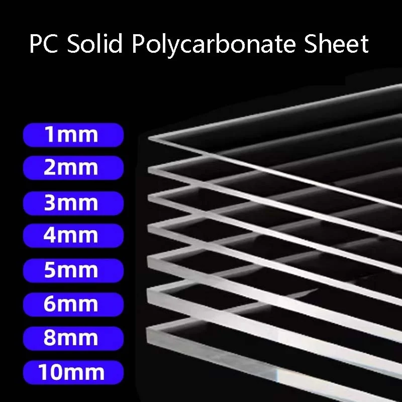 4Pcs Highly Transparent PC Endurance Board Polycarbonate Plate Wear-Resistant Hard Plastic Sheet Thickness2 3 4 5 6 8 10mm