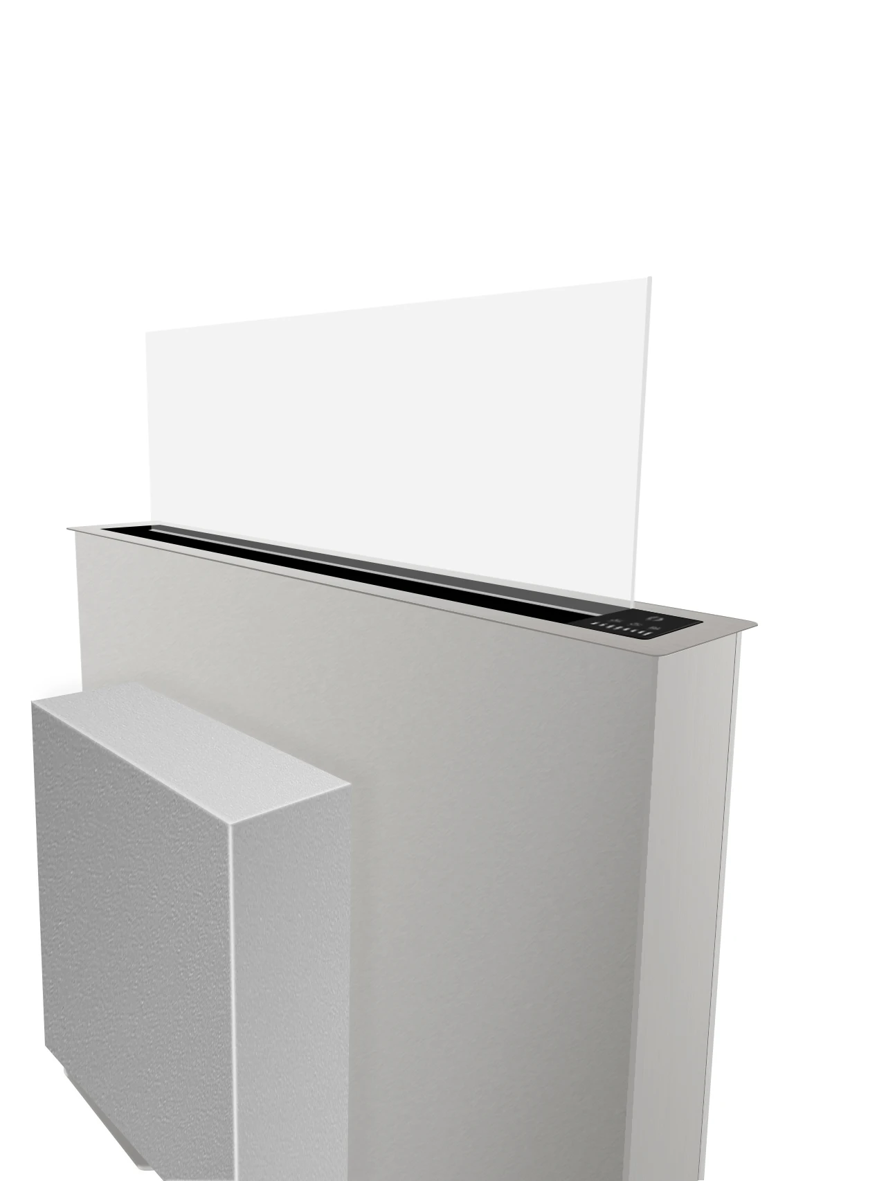 Slim Line Glass Downdraft Cooker Hood Island Vented Air Down Air for House-hold and Hotel Use