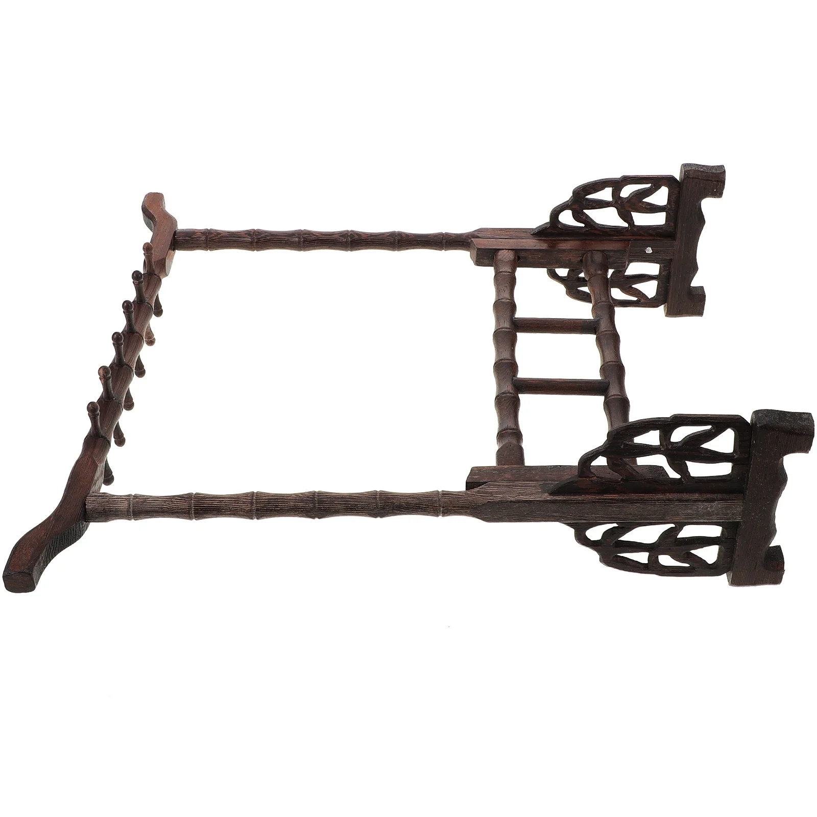 Calligraphy Brush Holder Bamboo Pen Hanging Rack 12-Pen Capacity Handcrafted Desktop Display Stand for Office School Decor