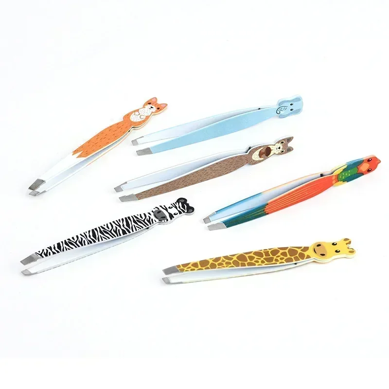 Cartoon Animals Eyebrow Tweezer Colorful Hair Beauty Fine Hairs Puller Stainless Steel Makeup  Eye Brow Clips Removal Tools