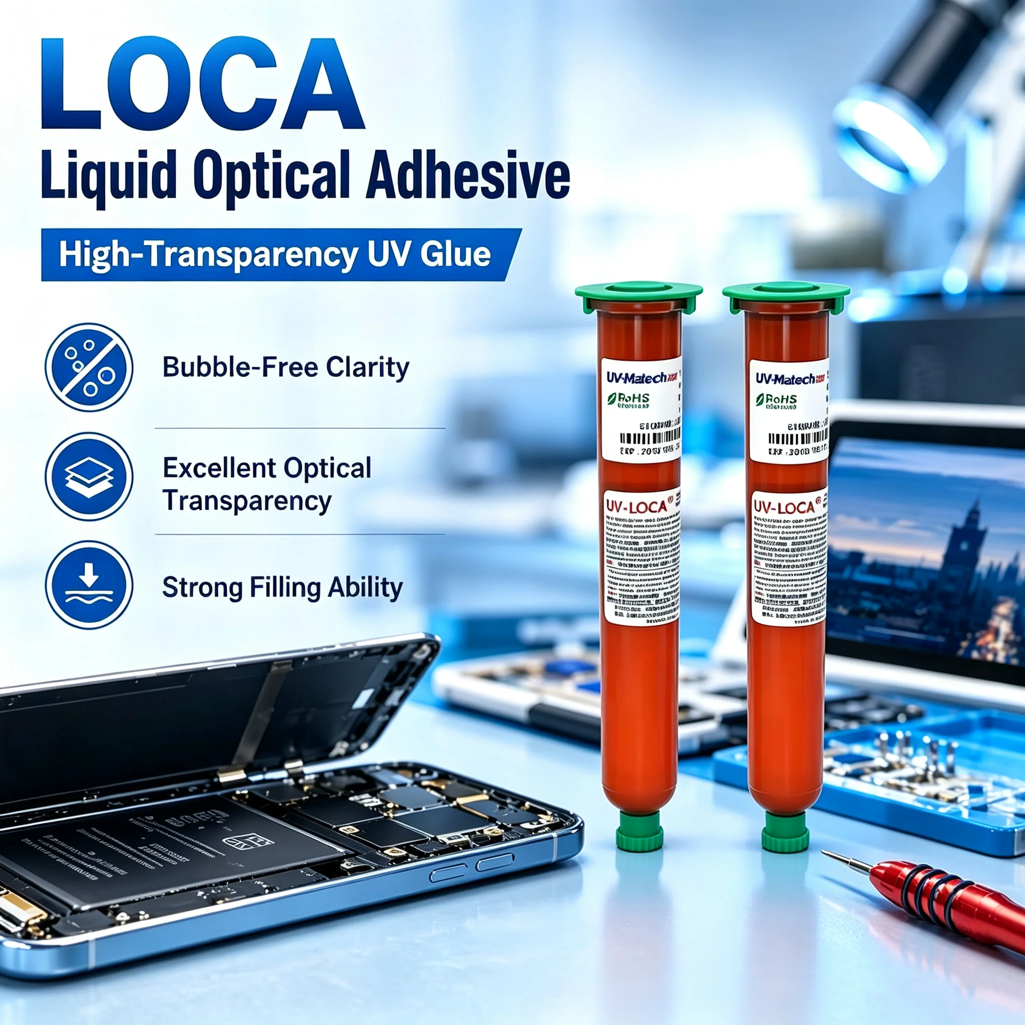 LOCA Liquid Optical Adhesive High Transparency UV Glue Phone Tablet  LCD Screen Repair
