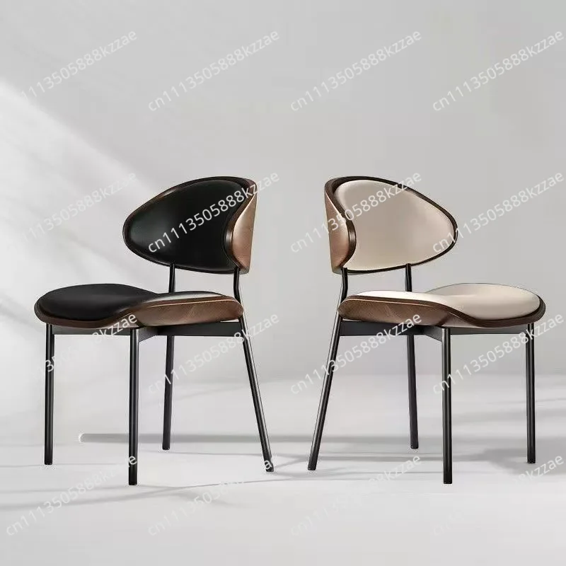Italian Dining Chair Simple Leather Chair Living Room Dining Chairs Leather Chair Soft Modern Cafe Home Nordic Chaises