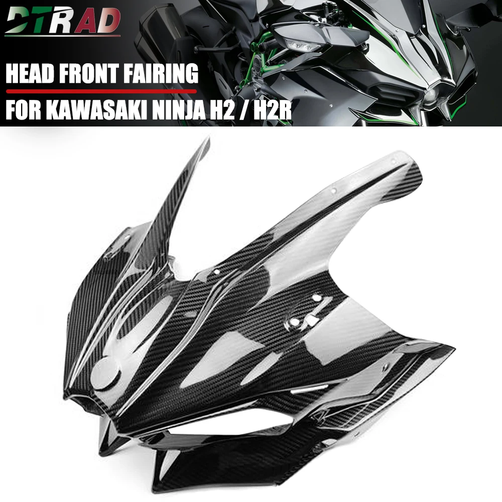 

For KAWSAKI NINJA H2 H2R 2015-2022 Carbon Fiber 100% Front Fairing Kit Front Head Hood Cover Bow Cap Motorcycle Modified Parts