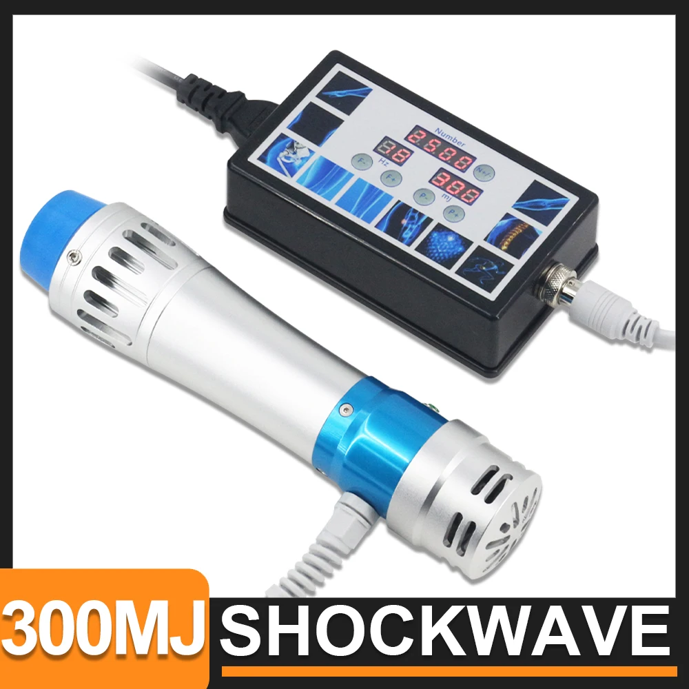 Shockwave Therapy Machine Tennis Elbow ED Treatment 300MJ Professional Shock Wave Equipment Pain Relief Body Massage Home Use