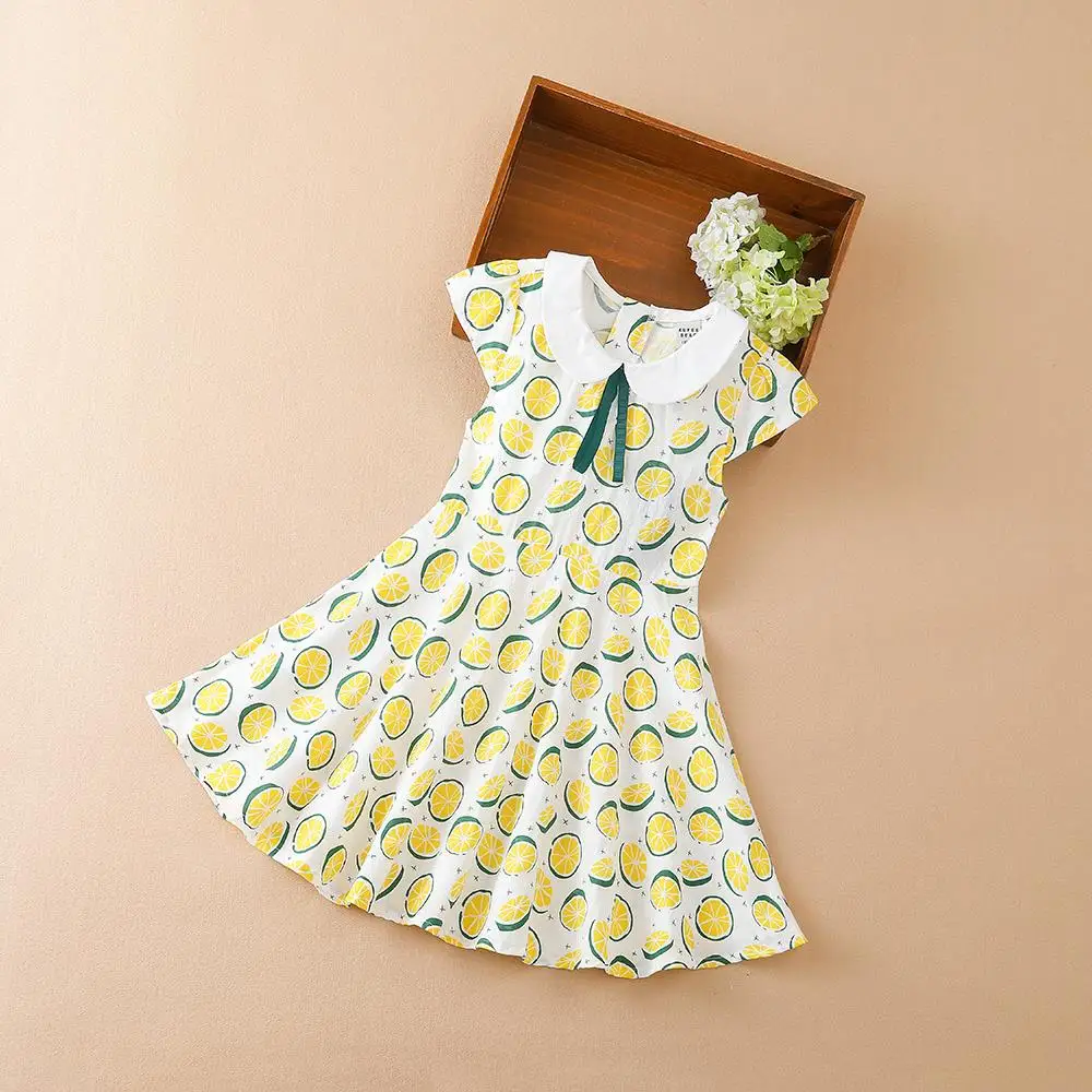 

2024 NEW Kid Clothing Baby Girl Dress Short Sleeve Cute Print Dresses Children Crew Neck Summer Cotton Clothes Princess Dress