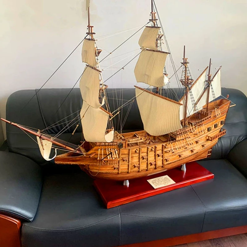 Large Wooden Ship Model San Francisco Fleet Model Finished Solid Wood Sailing Ornaments Toy Spanish Fleet Model Toy Gift