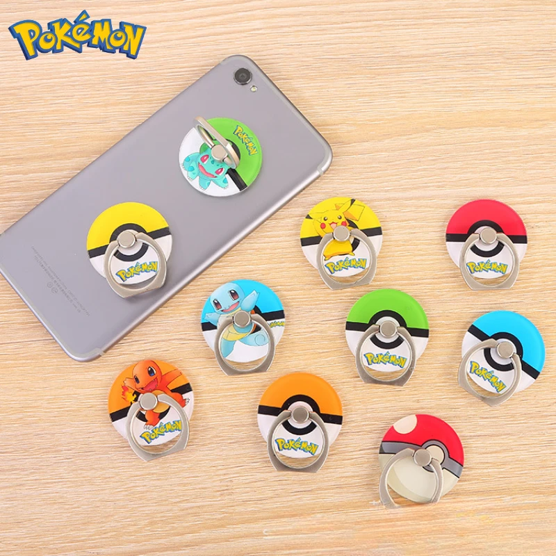 Pokemon Mobile Phone Ring Stand Anime Pikachu Charmander Poke Ball Strong Adsorption Stand Children's Toy Christmas Gift