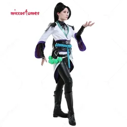 Miccostumes Women's Chinese Cross Collar Outfit Cosplay Costume Chinese Cross Collar Outfit with Corset and Waist Accessories