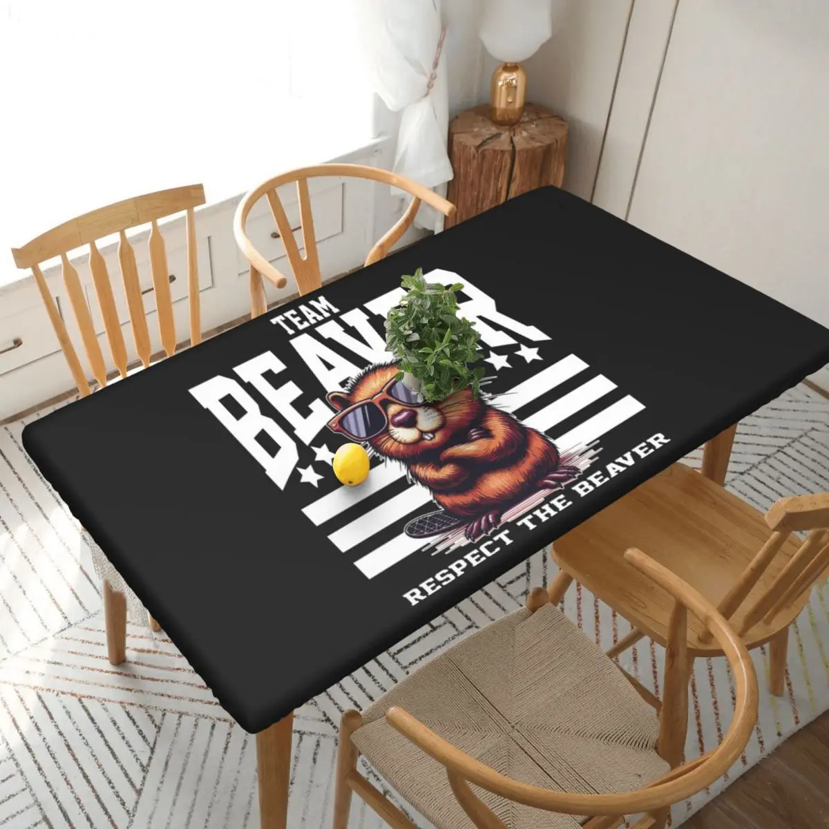 Team Beaver Respect The Beaver Custom Rectangular Tablecloth Oilproof Table Cover for Dining Events Table Cloth