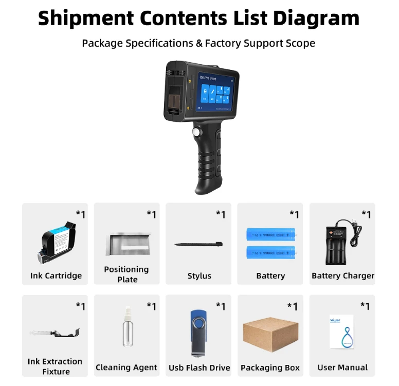 WILLITA 12.7mm Portable Handheld Inkjet Printer for Batch Number Barcode QR Code Logo Textile Hand Printer Label Coding Machine