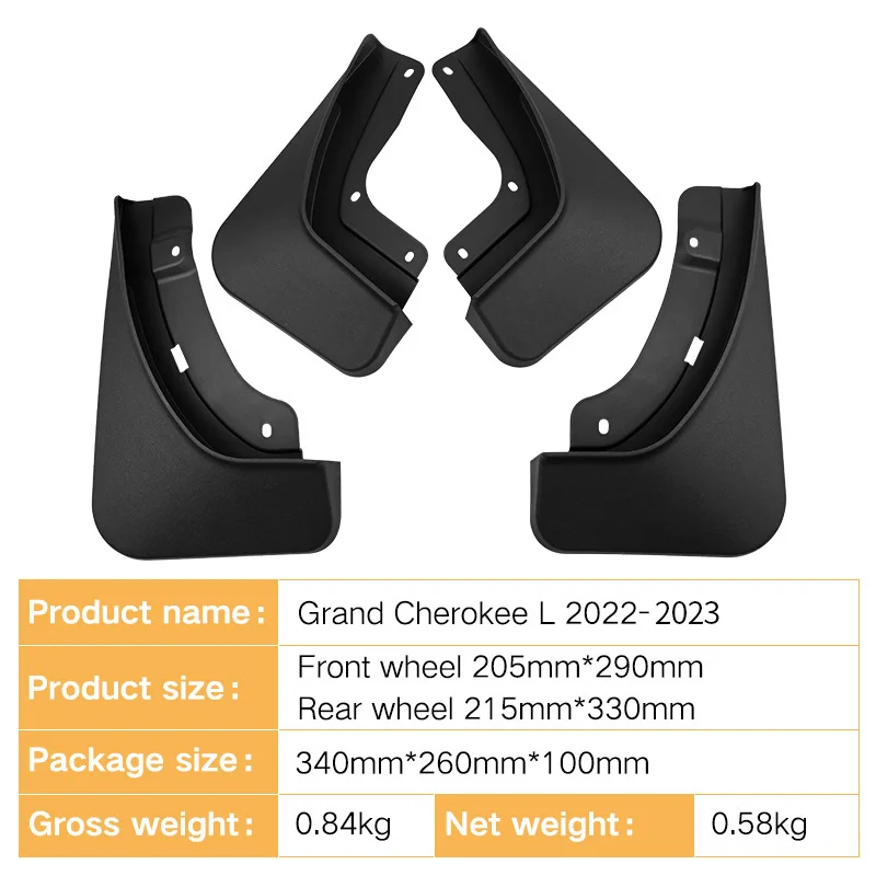 For Jeep Grand Cherokee L 2022 2023 Mud Flaps Mudguards Wheel Front Rear Splash Fender Invisible Car Accessories 4pcs