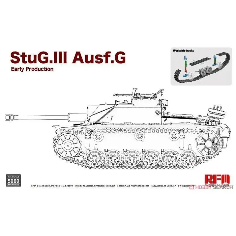 

RYEFIELD RM5069 1/35 Scale StuG. III Ausf. G Early Production Assembly plastics model kit w/Workable Track Links