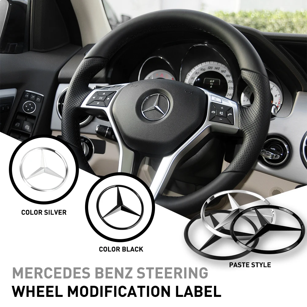 1pc Car Steering Wheel Stickers Decoration Trim 3 Colors For Mercedes Benz A B C E S Class GLA GLC CLA GLE GLS CLS Auto Styling