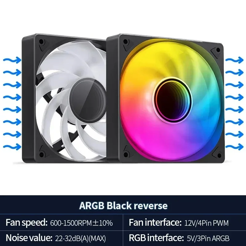Jonsbo SL-120 12CM Case Fan 120mm 5V 3Pin ARGB Lichteffect PWM Vooruit/achteruit Koelventilator Hoog Luchtvolume Slient Fan