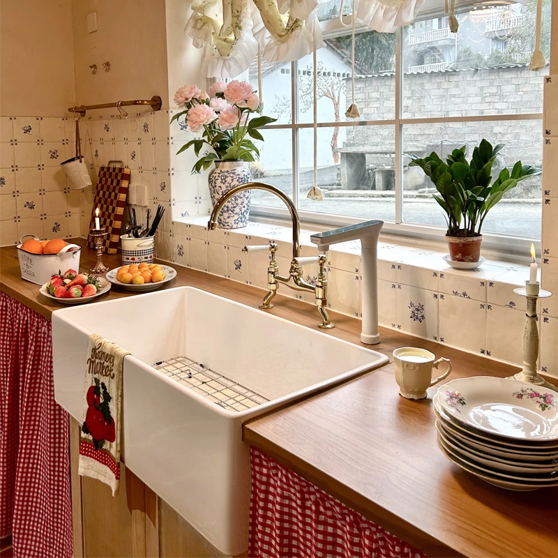 

Syd Sanitary Ware Nordic American Kitchen Ceramic Sink, Open Cabinet Farmhouse sink