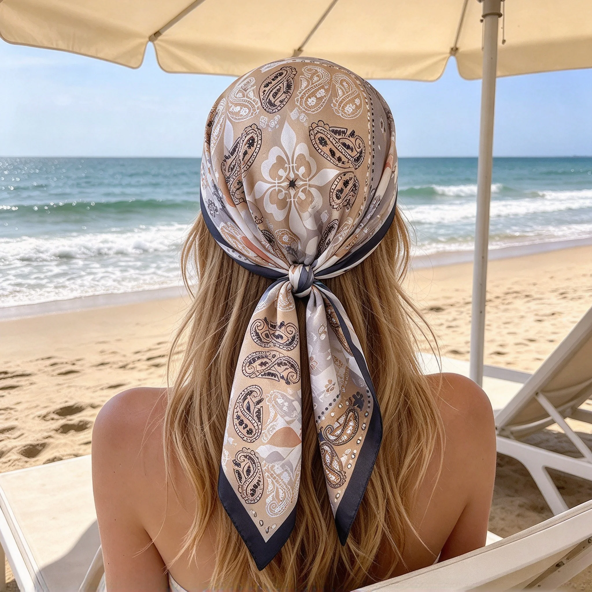70X70cm Soft Satin Neckerchief Printed Hair Scarf For Women Fashion Headbands Square Shawls Cute Bandana Head Hijab Scarves