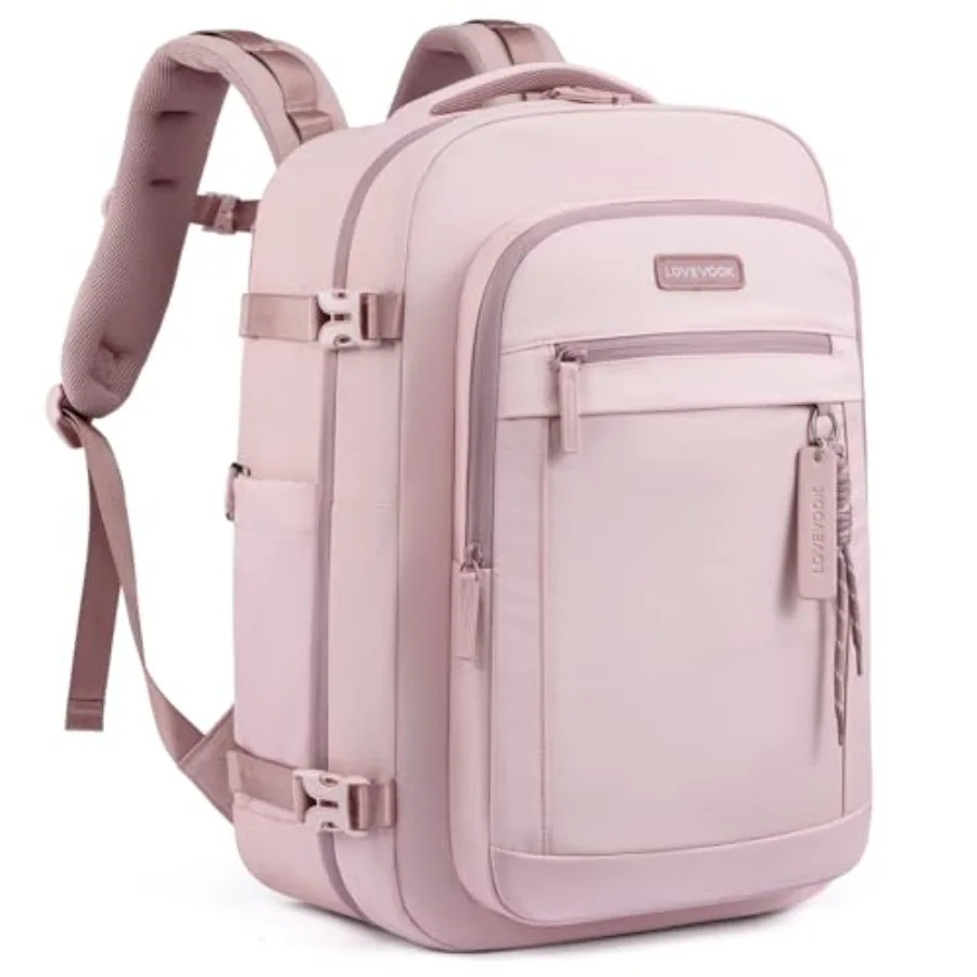 

Дорожный рюкзак для женщин, 40 л, одобренный авиакомпаниями, ручная кладь, сумка для личных вещей TSA, подходит для ноутбука 15,6 дюймов, водонепроницаемый, для поездок на выходные