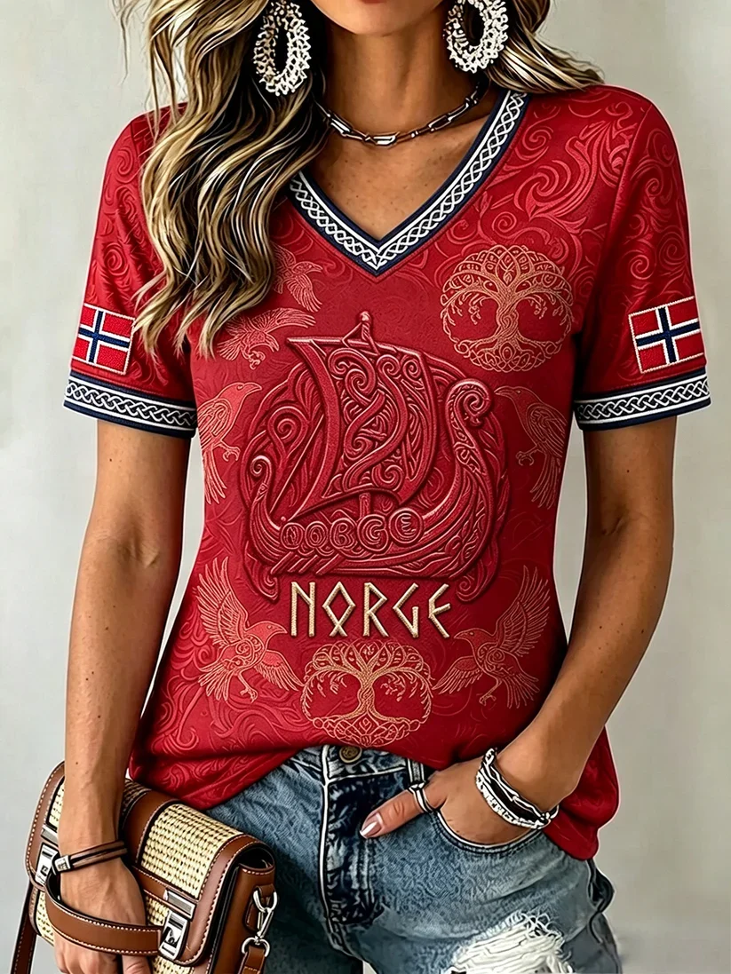 2027 Summer New Design Danish Men's Vintage Viking Style 3D Printed Sports Breathable Quick-Drying T-Shirt Family Style Shirt