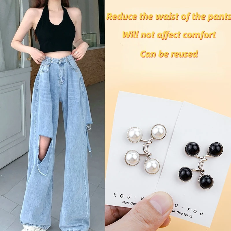 1Set Adjustable Waist Buckles Nail-Free Pants Waist Buckle Extender Button Safety Pin Jeans Tighten Waist Adjust Instant Button