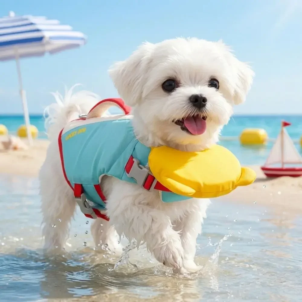 Strong Buoyancy Dog Life Jacket Waterproof Adjustable Dog Swimming Suit Breathable Quick Drying Dog Life Preserver Beach