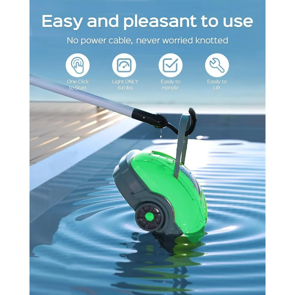 Automatic Pool Vacuum with Self-Parking, with Dual-Motor, Powerful Suction, 180μm Fine Filter,Ideal for Above Ground Flat Pools