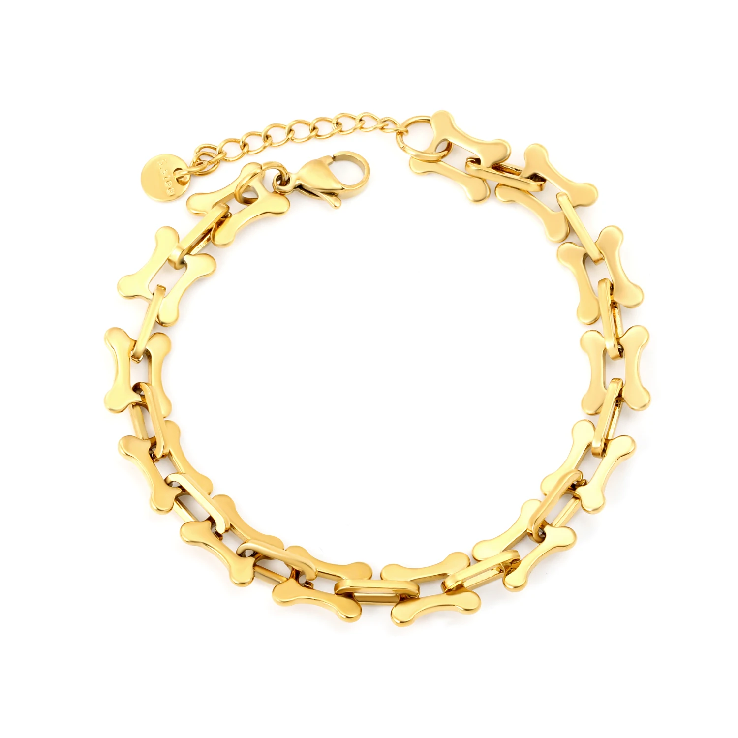 Modisches, gespleißtes Knochenarmband, Nischen-Schmuckzubehör aus Edelstahl, wasserdicht, trendiger Herren-Hip-Hop-Stil, verblasst nicht