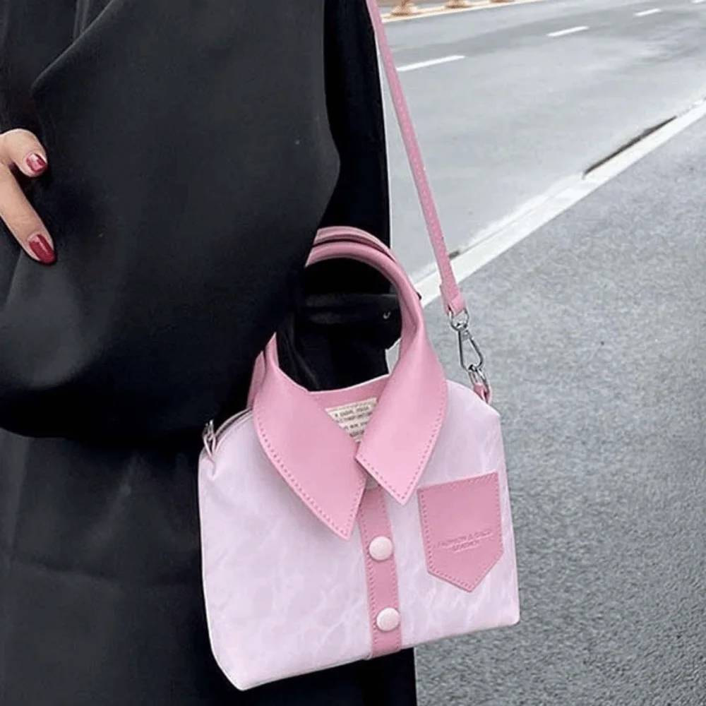 

Elegant Clothes Shaped Crossbody Bag PU Leather Korean Style Square Compact Shoulder Bag Shirt Shaped Magnetic Button