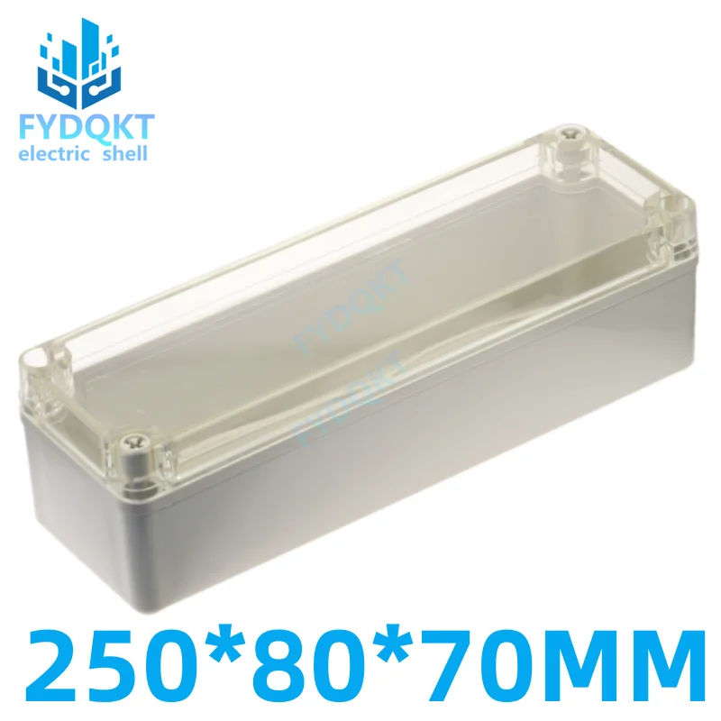 250x80x70mm ABS Plastic security power supply case transparent cover case outdoor wiring waterproof box DIY