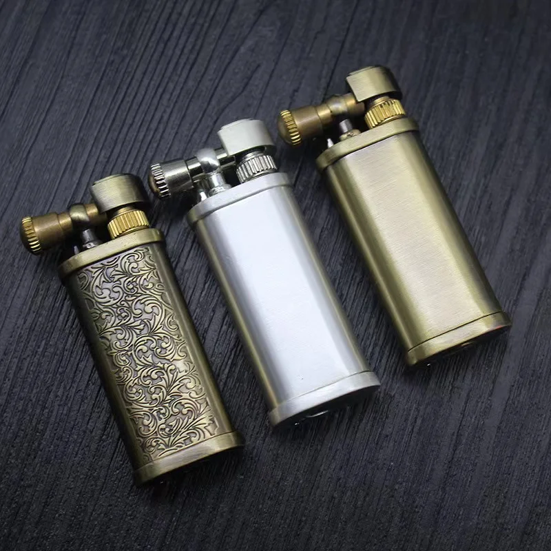 Creative Tang Grass Vintage Flint Kerosene Lighters Retro Metal Grinding Wheel Open Flame Smoking Accessories Gadgets For Men