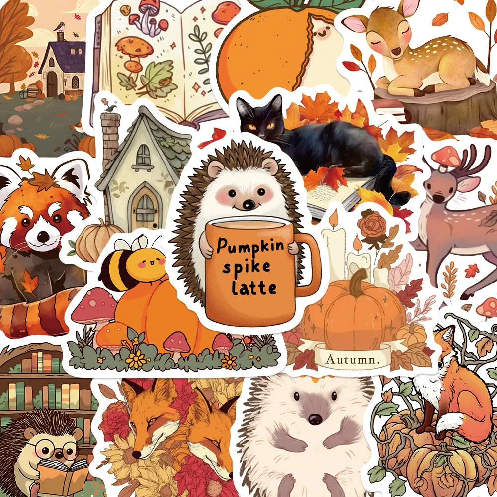 50 قطعة ملصق الخريف الرومانسي الكرتون مابل ليف الحيوانات صائق DIY بها بنفسك دفتر مجلة حقيبة الكمبيوتر المحمول الثلاجة ملصقات الزخرفية