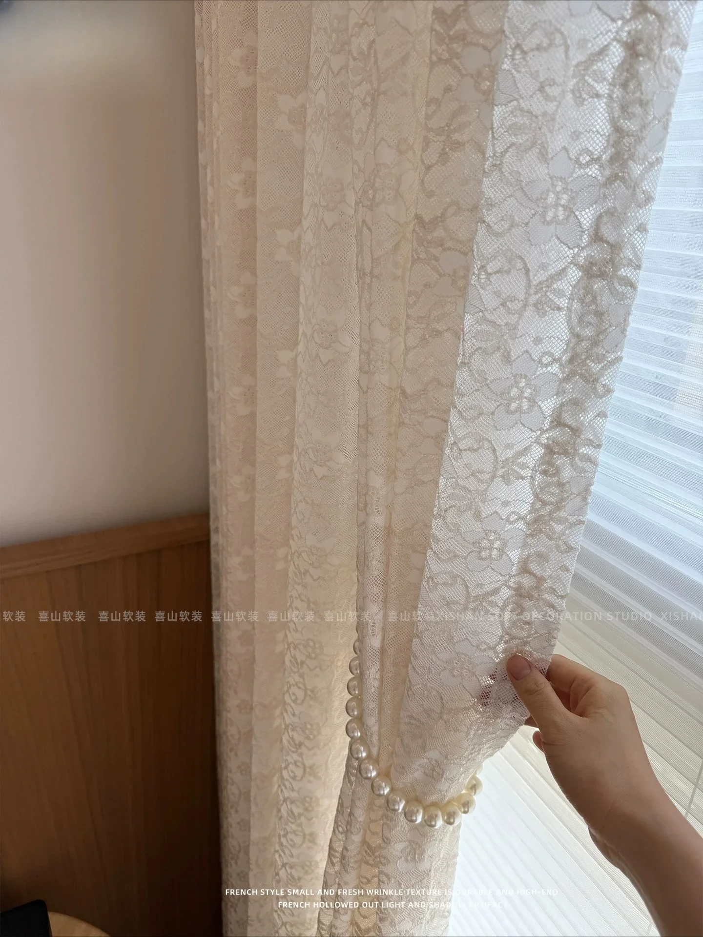 French Elegant Vine Lace Window Screen Jacquard High Quality Beige Custom Size Atmosphere Gauze Curtain Balcony Bedroom Decor