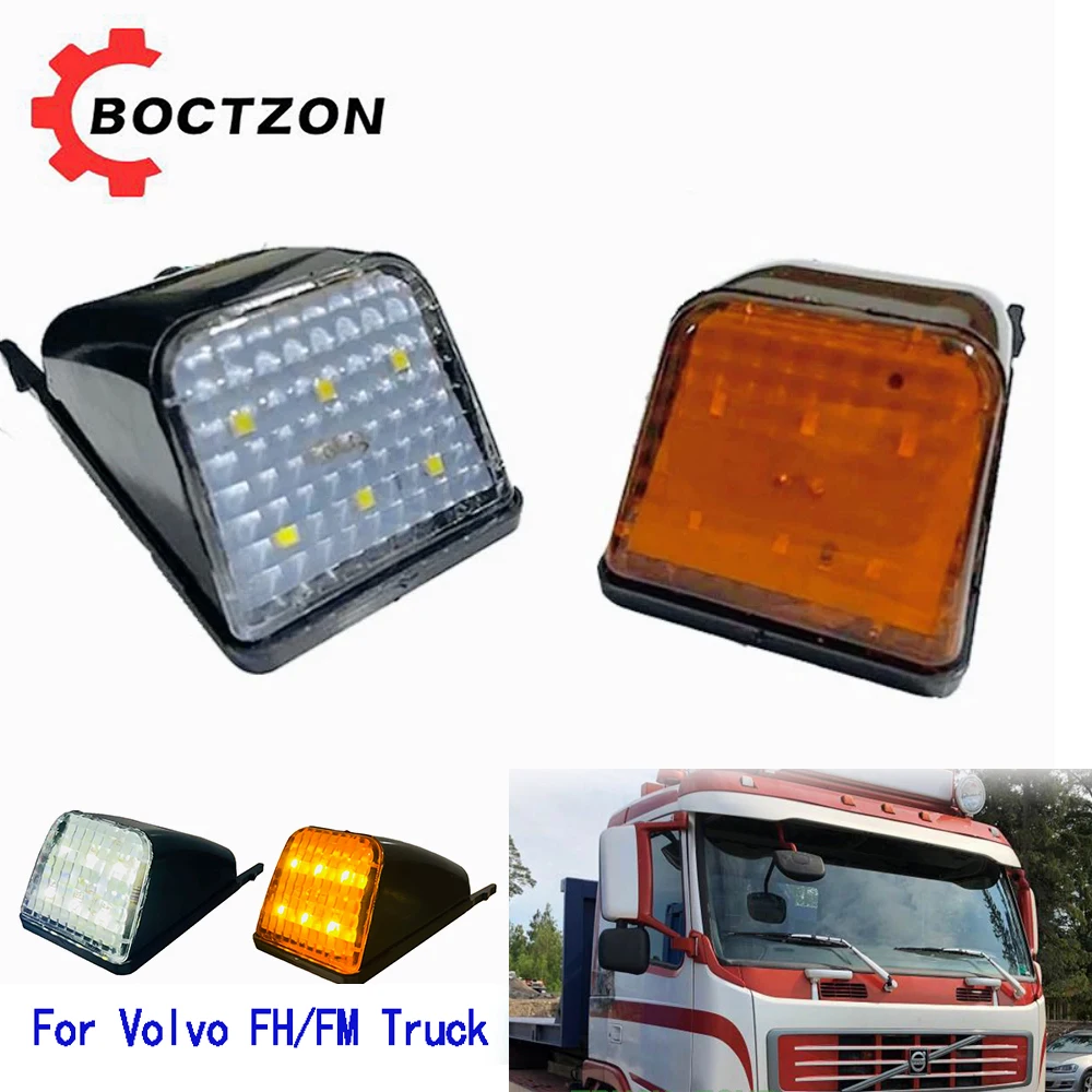 ATVOV 2Pcs 24V 6 LED For Volvo Truck LED Sun Visor Lamp 20398824 20425484 For Volvo FH FM NH FH12 FH16 FM9 Top Light White Amber