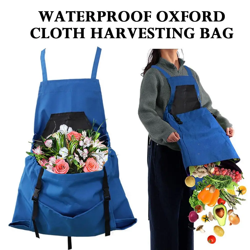 Adjustable Garden Harvesting Apron Large Pouch Oxford Cloth Fruit Vegetable Picking Apron Large-capacity Harvest Bags