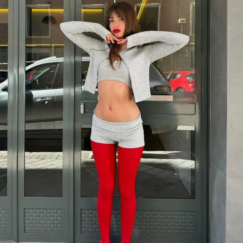 Toucheart collants Leggings moulante Sexy rouge voir à travers la Lingerie Femme collants été nouveau mince dentelle bas Femme Lingerie