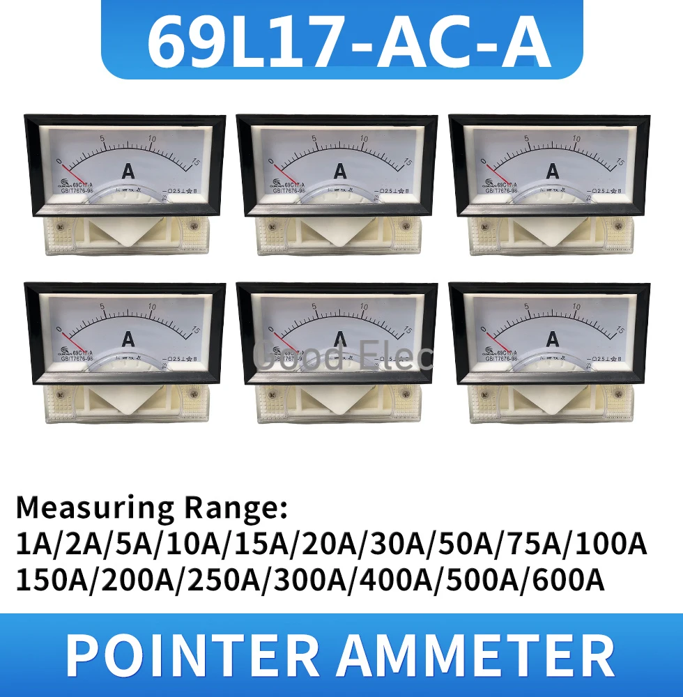 Framed Pointer AC Medidor de Corrente,Amperímetro,5A,10A,20A,30A,50A,100A,200A,300A,69L17-A