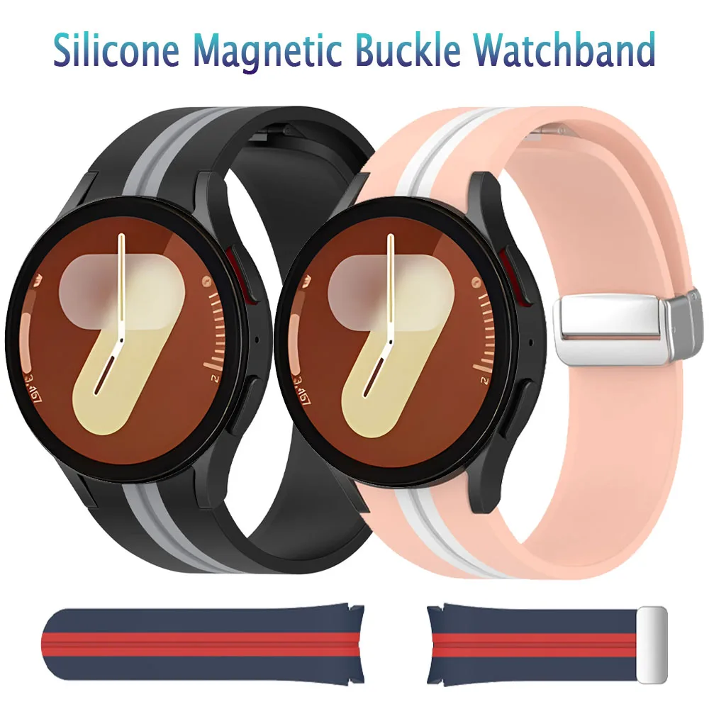 

Силиконовый ремешок для Samsung Galaxy Watch 7 6 5 4 40 мм 44 мм 5 Pro 45 мм Магнитный браслет для часов 6 4 Classic 47 мм 43 мм 46 мм 42 мм
