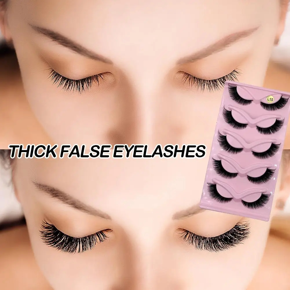 5 pares de pestañas de ojo de gato, tira completa gruesa y esponjosa, herramienta de extensión de pestañas postizas, pestañas DIY, maquillaje Individual K6Z3