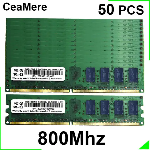 Bilashmart CeaMere DDR2 50 PCS memoriam 2GB DIMM Desktop Universal Ram1.8V PC2 800Mhz 240-Pin Computer Memory Card Non ECC Memory Wholesale