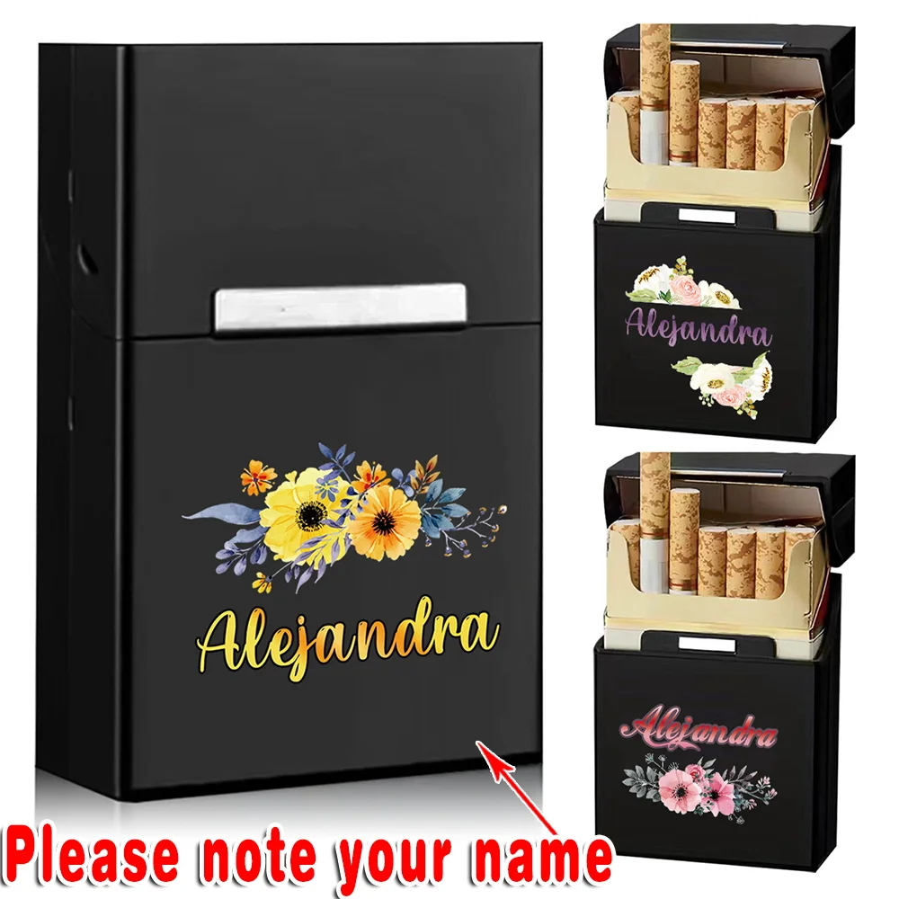 

Customized Name Aluminum Cigarette Case Luxury Tobacco Pack Holder Metal Cig Box Protective Cover Travel Use Smoking Accessory