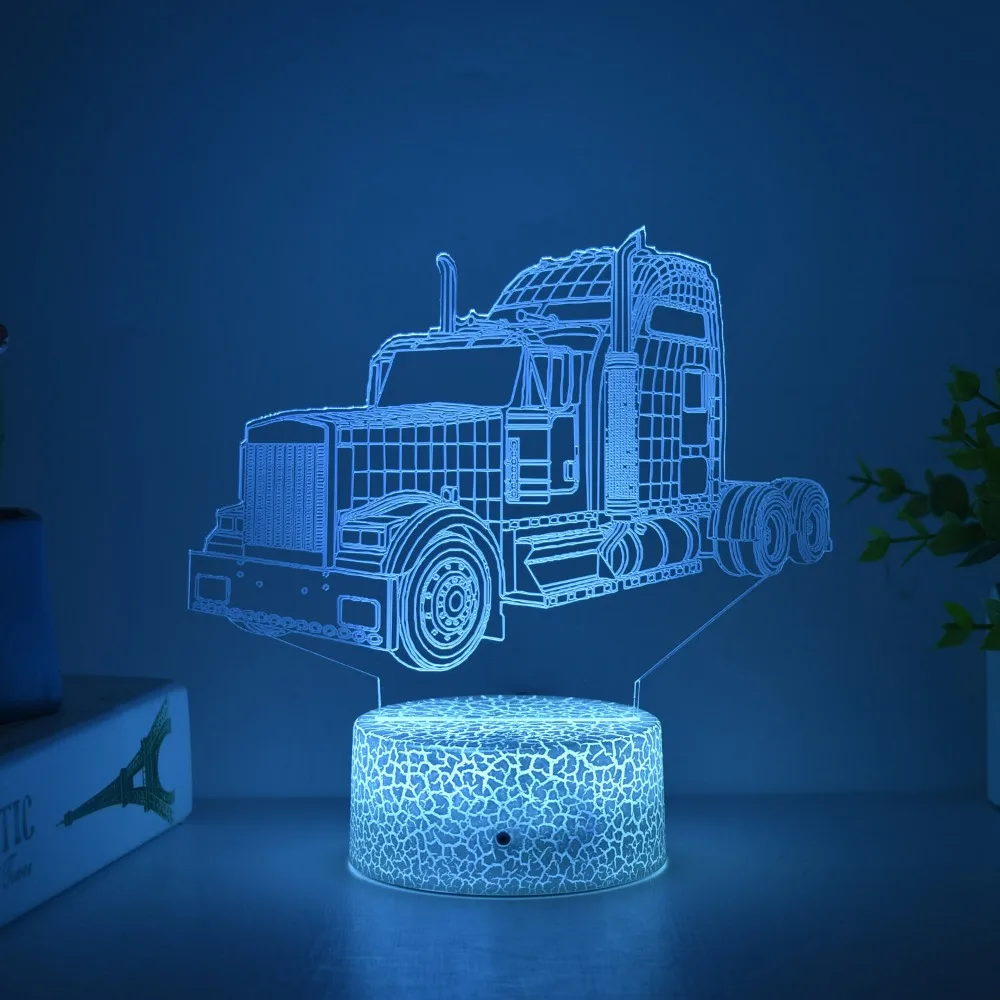 Nighdn Truck 3D Bedside Lamp Illusion Night Light 7 Colors Changing Kids Bedroom Decor Birthday Christmas Gift for Boy Men Baby