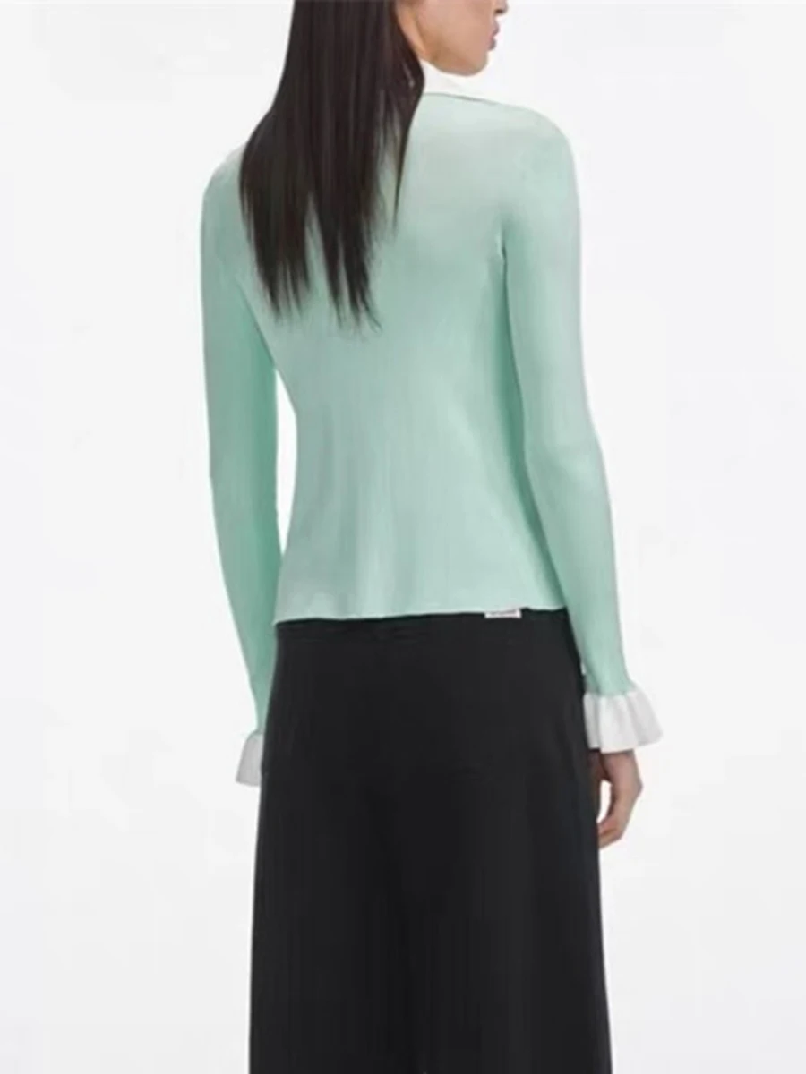 VGH Elegant Solid Slimming Blouses For Women Lapel Long Sleeve Patchwork Pocket Spring Designer Shirt Female Fashion Style New