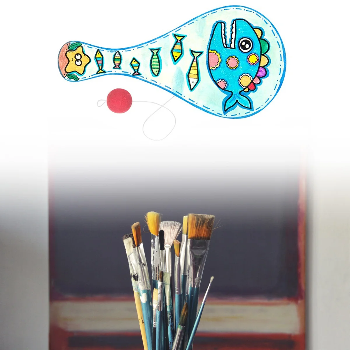 2 قطعة مضرب خشبي مرسومة باليد للأطفال الكتابة على الجدران اللوحة رياض الأطفال الدعائم دليل الأطفال لتقوم بها بنفسك لعبة الكرة النشاط التعليمي