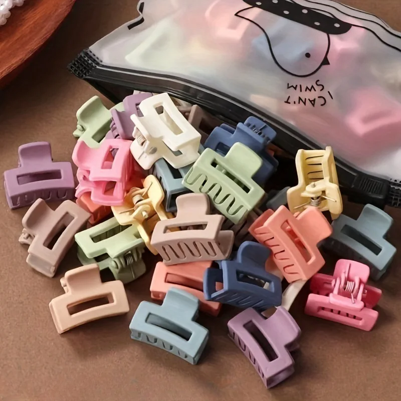 

20 Pcs/bag Solid Color Matte Hollow Hair Claw Clip Candy Color Catch Barrettes Stylish Hair Accessories Suitable for Women 2030