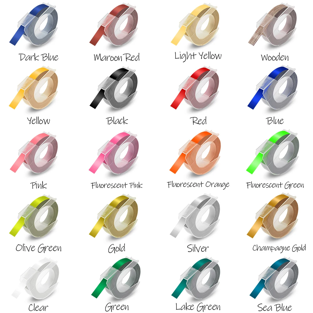 3D Embossing Label Tape Self Adhesive Sticker Plastic Tape 9mm Compatible Dymo Labeling Machine 12965 Typewriter Motex E101 E202