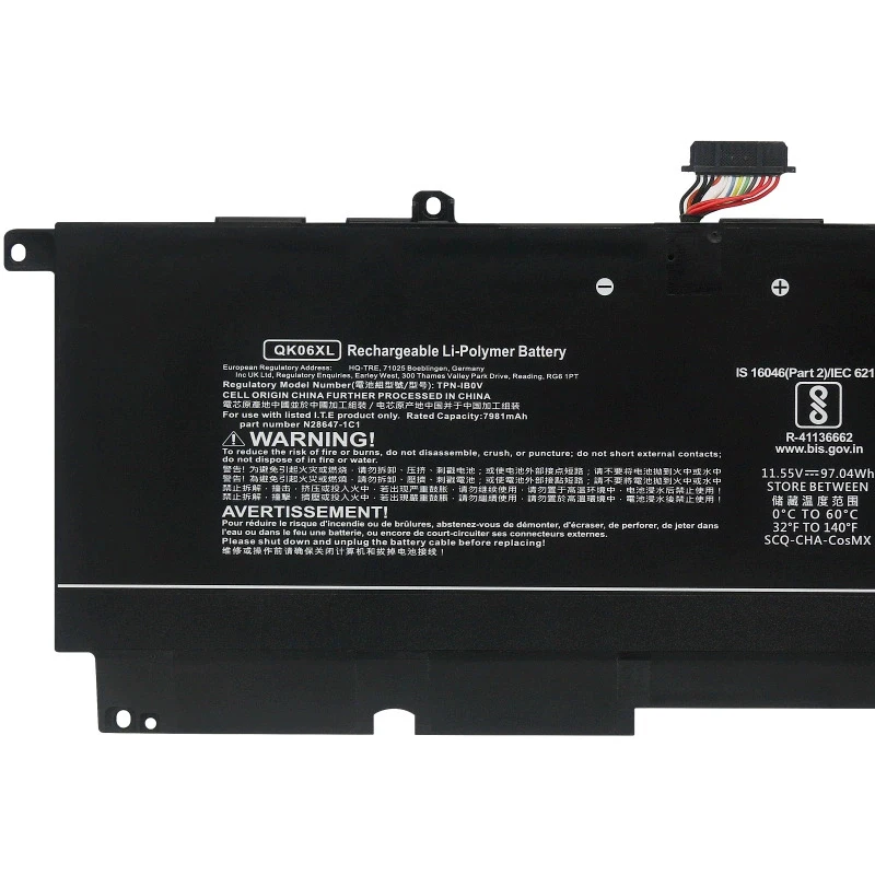 Laptop Battery TPN-C171 QK06097 QK06097XL QK06XL 11.55V97.04Wh7981mAh For OMEN Transcend 16-u0195ng 16-u0015nf 16-u0000sl Series