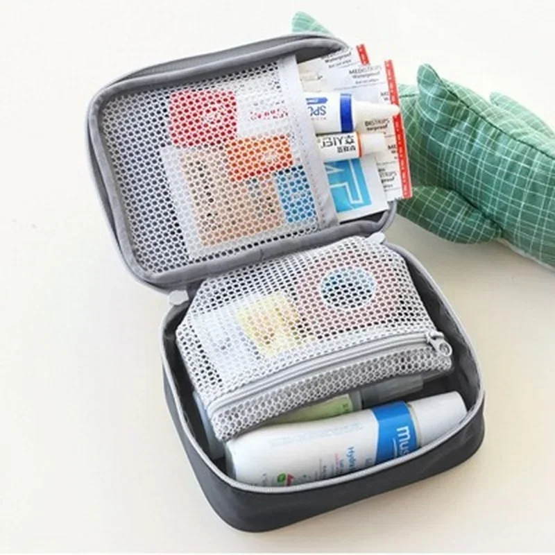 Trousse de premiers soins en plein air, sac de voyage, maison, camping, portable, mini poudres médicales roses, sacs de rangement de pilules, protection de survie d'urgence