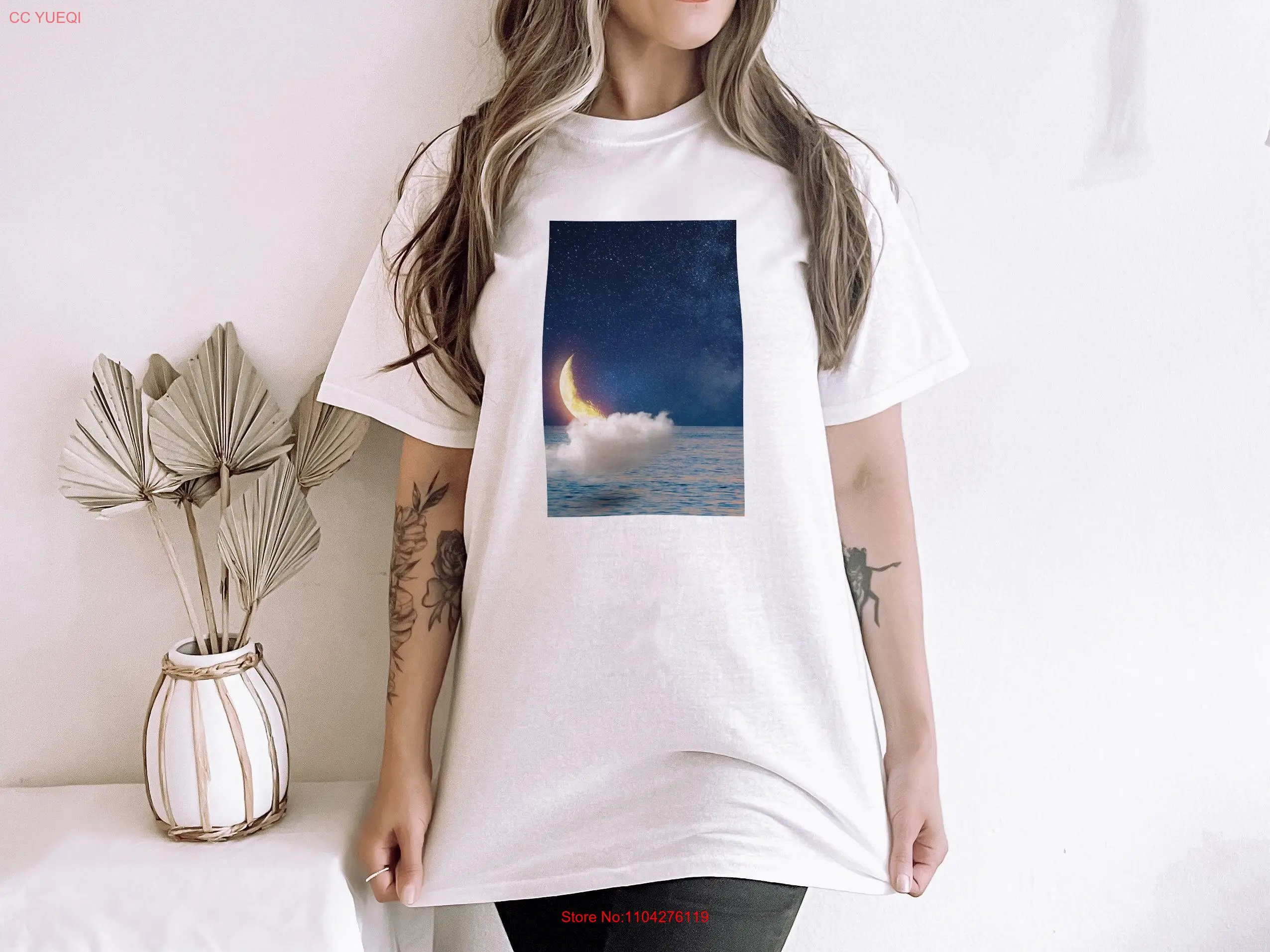 Magical Moon and Stars T Shirt Aesthetic Soft Star Gazer Astrology Lover Night Sky moonlight long or short sleeves